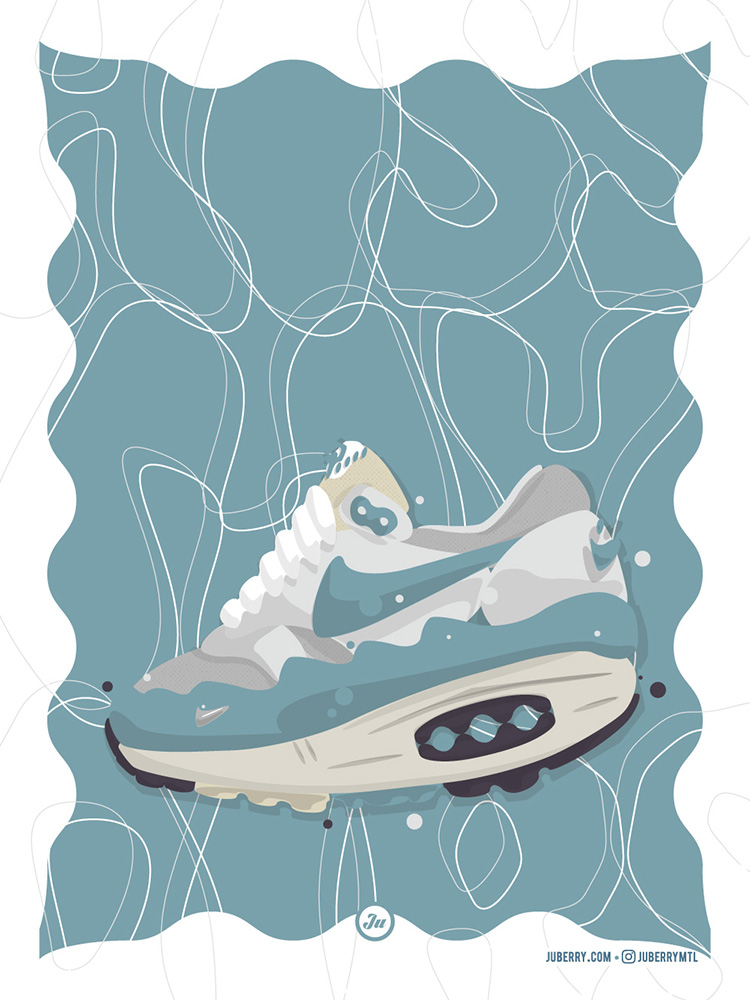 Air Max 1 Patta "Waves Noise Aqua" print illustration by Juberry / Judyna Pres